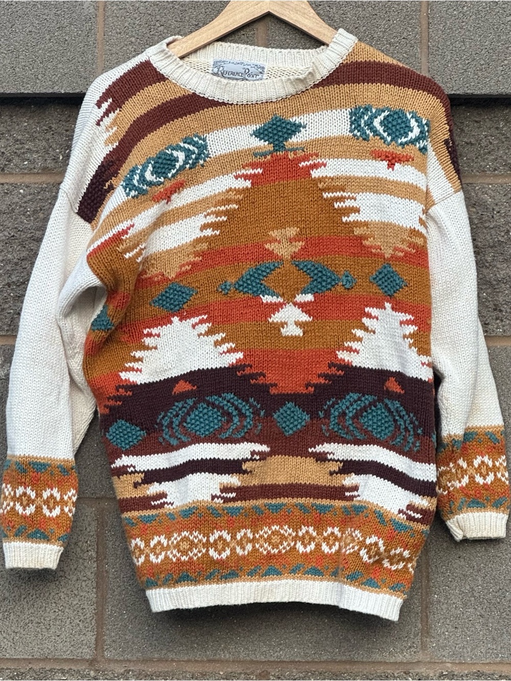Women’s Vintage 90’s Reference Point Western Tribal Knit Sweater Large